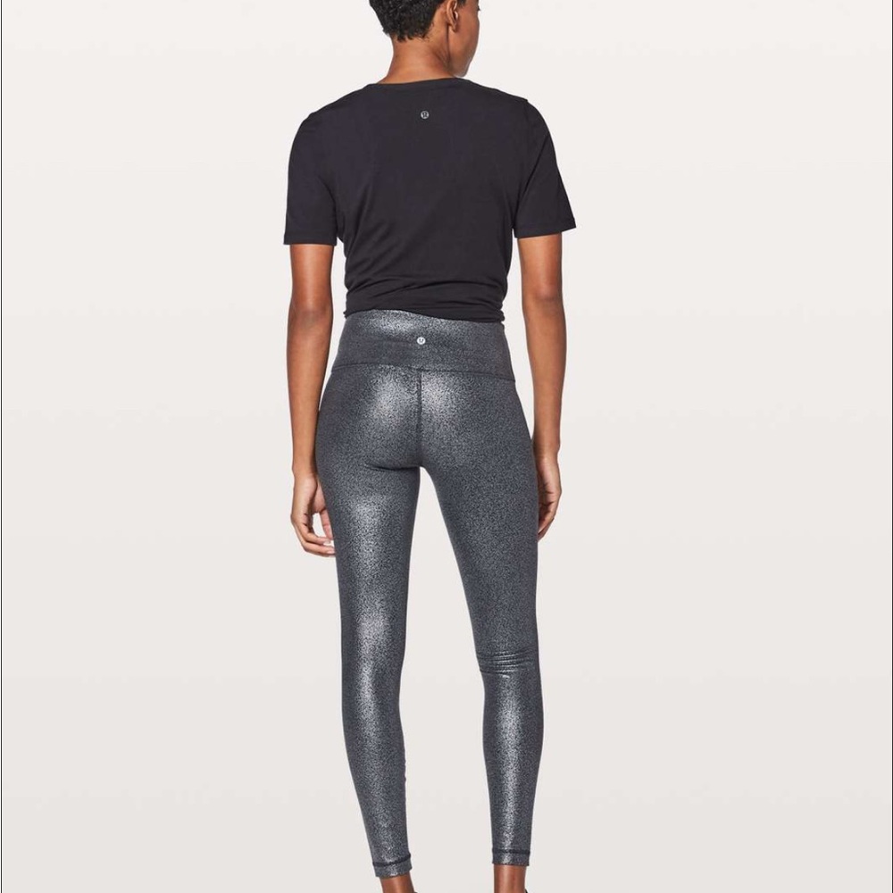 Lululemon Athletica Wunder Under High Rise Lumosity Silver Foil Leggings